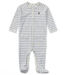 Ralph Lauren Baby Boys Heather Striped Footed Coverall