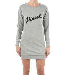 Diesel Gray Embroidered Logo Mini Dress