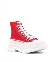 Alexander McQueen Red Tread Slick Ankle Boots