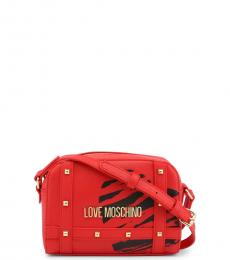 Red Studded Mini Crossbody Bag
