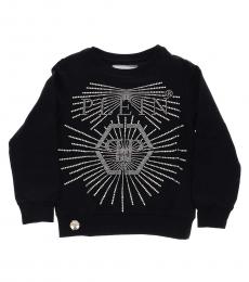 Philipp Plein Girls Black Crystal Crewneck Sweatshirt