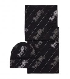 Black Horse And Carriage Scarf Set
