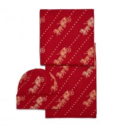 Red Horse And Carriage Scarf Set