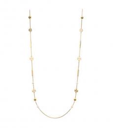 Tory Burch White Kira Scatter Rosary Necklace
