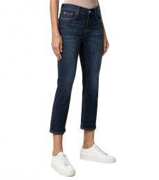 Emporio Armani Navy Blue Stretch-Cotton Cropped Jeans