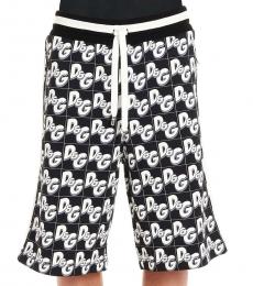 Dolce & Gabbana Black White Logo All Over Bermuda