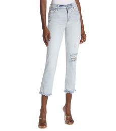 7 For All Mankind Sky Blue Edie High-Rise Straight Jeans