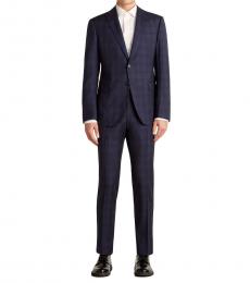 Emporio Armani Dark Blue Tonal Check Peak Suit