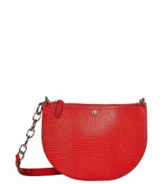 Ralph Lauren Sporting Red Embossed Sutton Small Crossbody