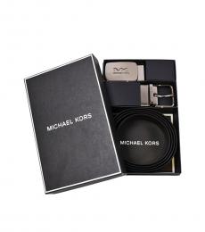 Michael Kors Black-Brown Two Buckle Reversible Logo Belt