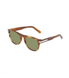Salvatore Ferragamo Tortoise-Green Rectangular Sunglasses