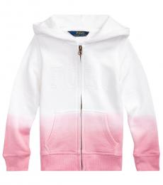 Ralph Lauren Little Girls White Dip-Dyed French Terry Hoodie