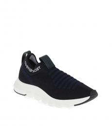 Black Blue Fabric Sock Sneakers