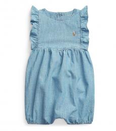 Ralph Lauren Baby Girls Indigo Bubble Shortall