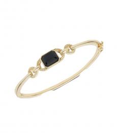 Gold Tone Black Stone Link Bracelet