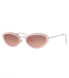 Brown Pink Oval Sunglasses