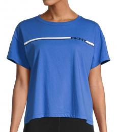 DKNY Royal Blue Logo Stripe Boxy T-Shirt