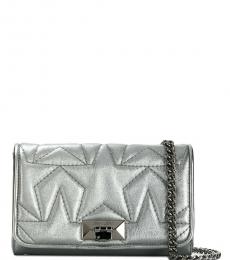 Jimmy Choo Silver Helia Small Crossbody Bag