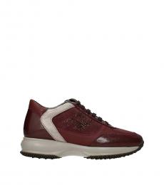 Hogan Brick Red Leather Sneakers