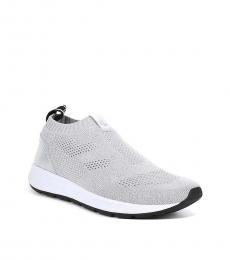 Ralph Lauren Silver Kacie Perforated Knit Sneakers
