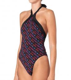 Karl Lagerfeld Black Halterneck One Piece Swimsuit