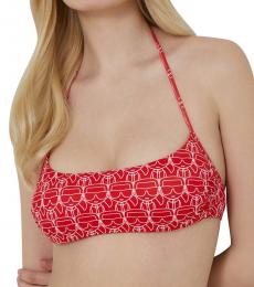 Karl Lagerfeld Red Printed Bikini Top