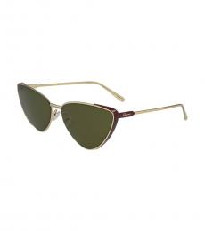 Salvatore Ferragamo Green Oversize Cat Eye Sunglasses