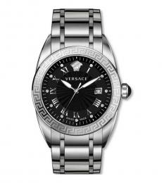 Versace Silver V-Sport Black Dial Watch
