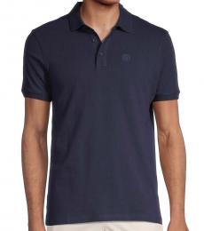 Roberto Cavalli Navy Blue Embroidered Knit Polo