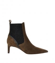 Brunello Cucinelli Brown Slip On Ankle Boots