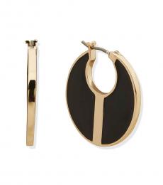 DKNY Golden Black Hoop Earrings