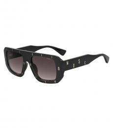 Moschino Black Logo Browline Sunglasses
