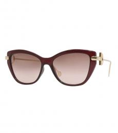Ferragamo Maroon Gradient Cat Eye Sunglasses