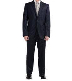 Versace Collection Blue Wool Striped Suit