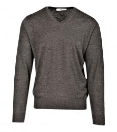 Balmain Dark Grey V-Neck  Sweater