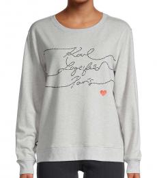 Karl Lagerfeld Light Grey Ribbed Cotton-Blend Sweatshirt