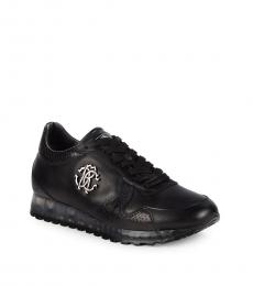 Black Logo Leather Sneakers