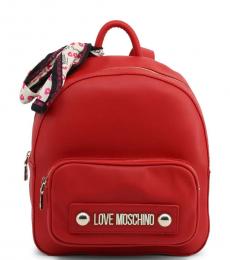 Love Moschino Red Front Pocket Medium Backpack