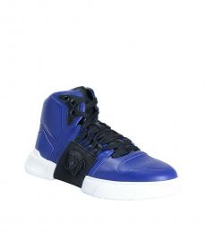 Blue Medusa Embossed Sneakers