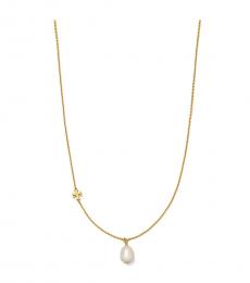 Tory Burch Golden Logo Pearl Necklace