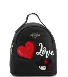 Love Moschino Black Love Heart Small Backpack