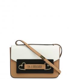 Love Moschino Light Brown Colorblock Medium Shoulder Bag