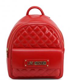 Love Moschino Red Flap Pocket Medium Backpack
