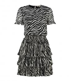 Michael Kors BlackWhite Georgette Tiered Dress