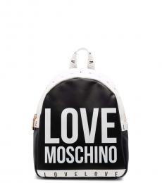 Love Moschino Blackwhite Logo Small Backpack