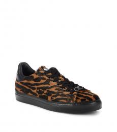 Leopard Print Leather Sneakers