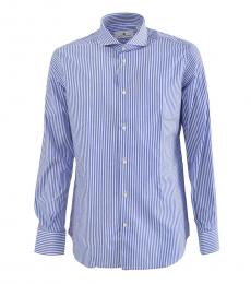 Balmain Blue Striped Cotton Shirt
