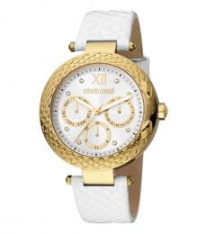 Roberto Cavalli White Gold Chrono Dial Watch