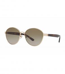 Tory Burch Light Gold-Havana Round Sunglasses