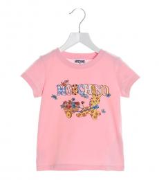 Moschino Girls Pink Logo T-Shirts